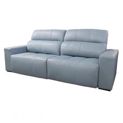 Sofá Retrátil E Reclinável De Couro Atami 2,30 M Light Blue - Mempra Design