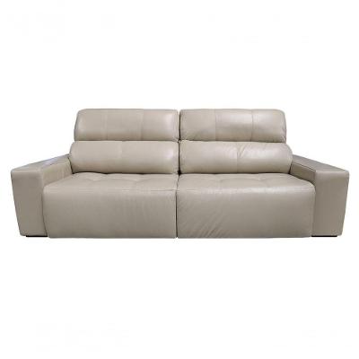 Sofá Retrátil E Reclinável De Couro Atami 2,30 M Taupe - Mempra Design
