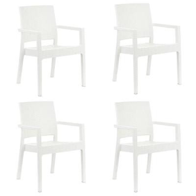 Kit 4 Cadeira Com Braço Milano Rattan + Mesa Capri Branca