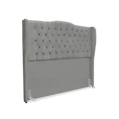 Cabeceira De Cama Box Queen 160 Cm Dubai Premium - Veludo Cinza Grafite