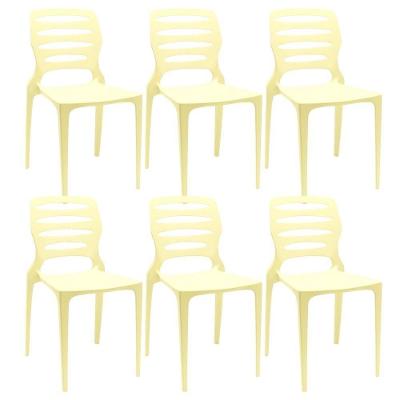 Kit 06 Cadeiras Para Cozinha Área Gourmet Jardim Empilhável Larsen P03 Amarelo - Lyam Decor