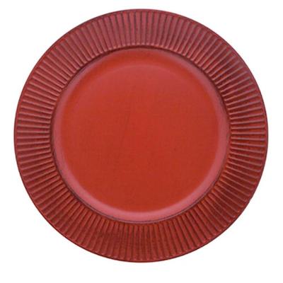 Kit 4 Sousplat Listras Vermelho 33 Cm Polipropileno - Mimo Style