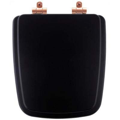 Tampa De Vaso Poliéster Com Fechamento Lento Boss Onix (preto Fosco) Para Louça Incepa Com Ferragem Rose Gold
