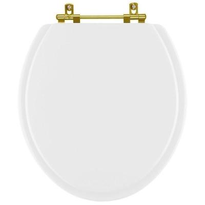 Assento Sanitário Laqueado Convencional Oval Branco - Ferragem Dourada
