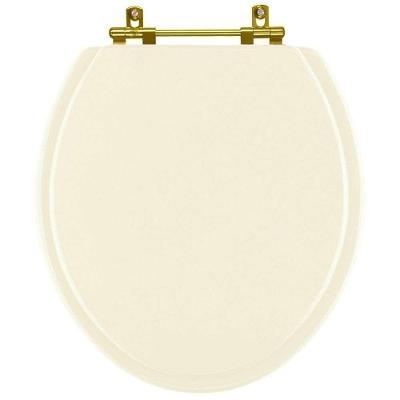 Assento Sanitario Poliéster Convencional Universal Oval Palha Com Ferragem Dourada