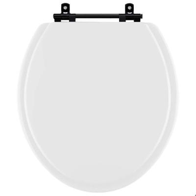 Assento Sanitario Poliéster Convencional Universal Oval Branco Com Ferragem Preta