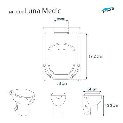Assento Sanitario Poliester Luna Medic Branco Para Vaso Icasa