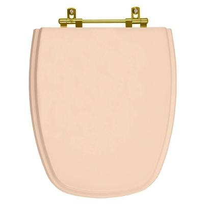 Assento Sanitário Poliester Monte Carlo Rosa Floral Ferragem Dourada Para Vaso Deca
