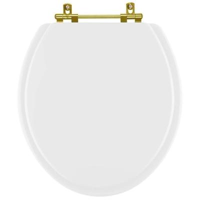 Assento Sanitário Poliester Convencional Branco Ferragem Dourada Para Vaso Deca