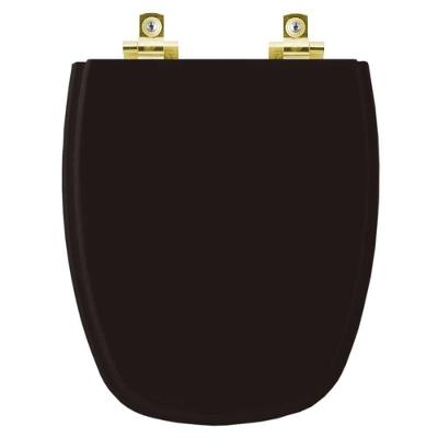 Assento Sanitário Com Fechamento Lento Monte Carlo ébano (preto) Para Vaso Deca Com Ferragem Dourada