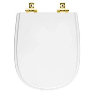 Assento Sanitário Soft Close Paris Branco Para Vaso Ideal Standard Com Ferragem Dourada