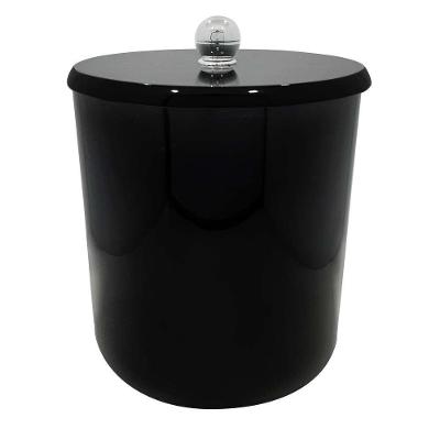 Lixeira Para Banheiro Preta Com Tampa Laqueada 6,2l 20x20cm