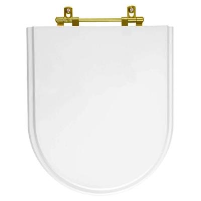 Assento Sanitário Almofadado Carrara Branco Para Vaso Deca Com Ferragem Dourada