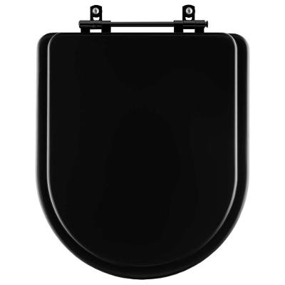 Assento Sanitário Poliester Carrara Preto (ebano) Para Vaso Deca Com Ferragem Preta