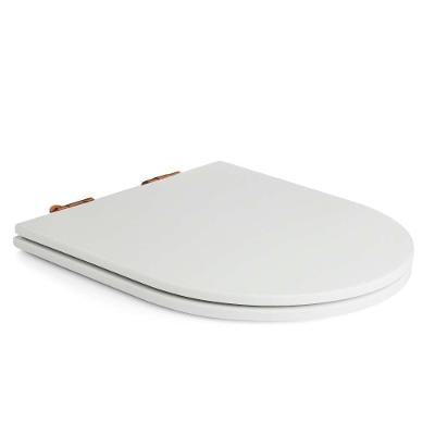 Assento Poliester Soft Close Antimicrobiano Carrara Rose Gold Para Vaso Deca