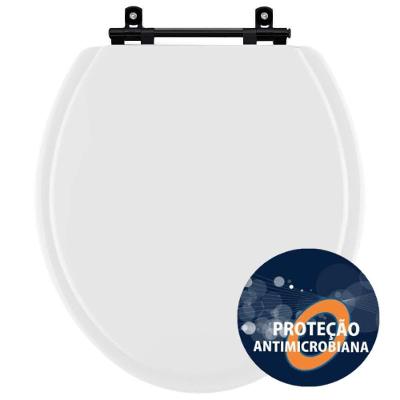 Assento Sanitario Antimicrobiano Convencional Oval Universal Branco Com Ferragem Preta