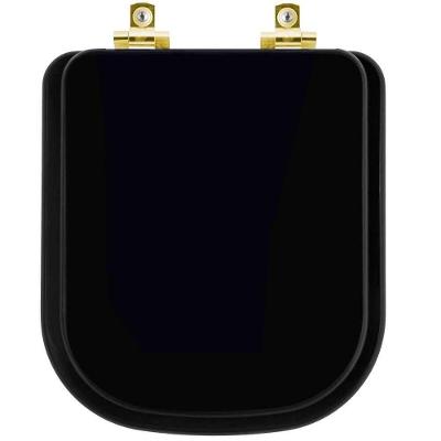 Assento Sanitário Com Amortecedor Axis ébano (preto) Para Vaso Deca Com Ferragem Dourada