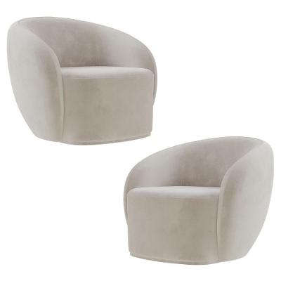 Poltrona Para Sala De Estar Orgânica Kit Com 2 Garbin K04 Veludo Bege - Mpozenato