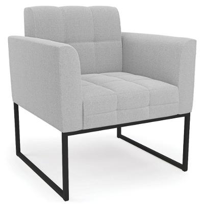 Poltrona Para Sala Base Industrial Preto Ana Bouclé Cinza - Ibiza