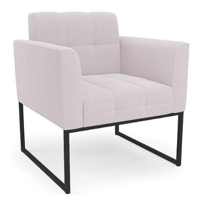 Poltrona Para Sala Base Industrial Preto Ana Bouclé Rosê - Ibiza