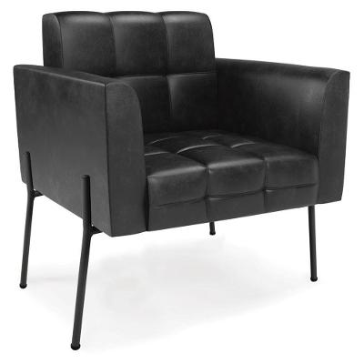 Poltrona Para Sala Pés Metálicos Preto Ana Sintético Pu Preto - Ibiza