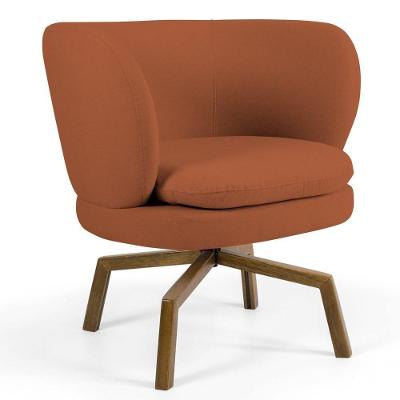 Poltrona Decorativa Sala De Estar Melissa Base Ka Giratória Veludo C-262 Telha - Domi