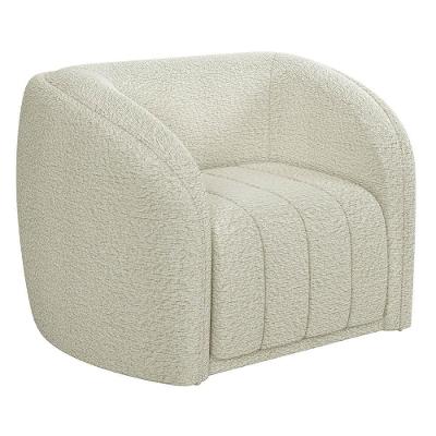Poltrona Decorativa Para Sala 112cm Meris M22 Boucle Cru - Mpozenato