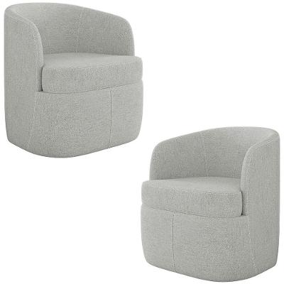 Kit 2 Poltronas Giratória Decorativa Para Sala Dandara K04 Linho Cinza - Mpozenato