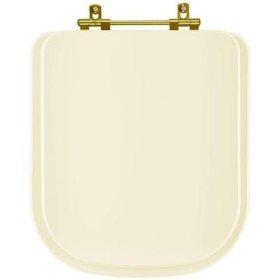 Assento Sanitário Poliester Quadra Creme Para Vaso Deca Com Ferragem Dourada