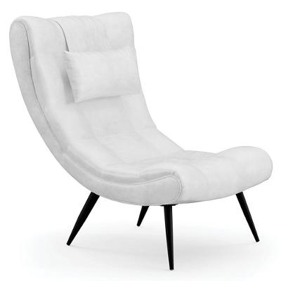 Poltrona Decorativa Para Sala De Estar Com Almofada E Pés Palito Lord Sintético Branco - Ibiza