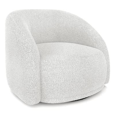 Poltrona Decorativa Orgânica Giratória Lya M22 Boucle Branco - Mpozenato