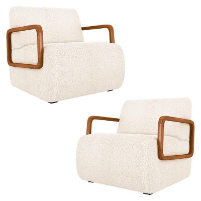Poltrona Decorativa Orgânica Para Sala Kit 2 Belarus K04 Bouclê Bege - Mpozenato