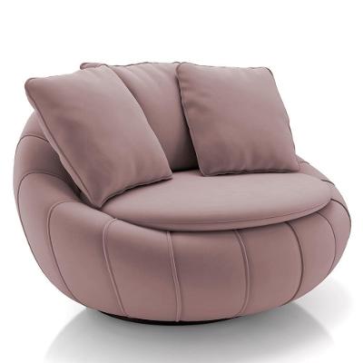 Poltrona Decorativa Redonda Giratória Com Almofadas Saphire M22 Veludo Rosê - Mpozenato
