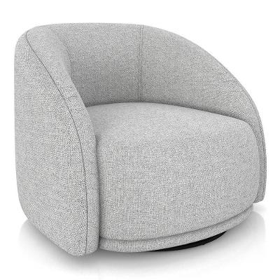 Poltrona Decorativa Orgânica Giratória Lya M22 Linho Cinza Claro - Mpozenato