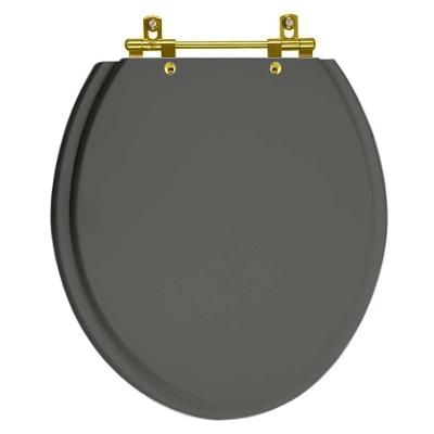 Assento Sanitário Convencional Oval Universal Cinza Escuro Com Ferragem Dourada