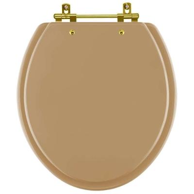 Assento Sanitário Convencional Oval Bege Castor Para Vaso Deca Com Ferragem Dourada
