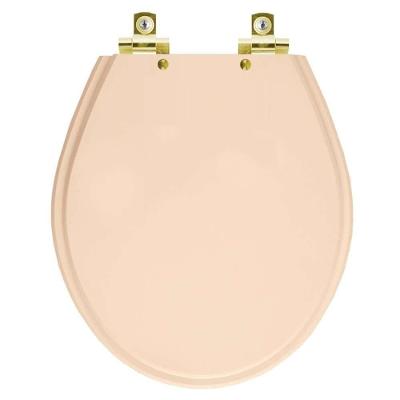 Assento Sanitário Com Fechamento Lento Ravena Rosa Floral Para Vaso Deca Com Ferragem Dourada