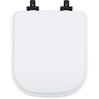Tampa De Vaso Laqueado Com Fechamento Lento Quadra Branco Para Louça Deca Com Ferragem Preta