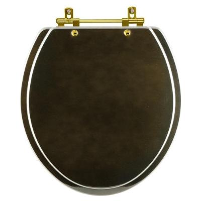 Assento Sanitário Convencional Oval Universal Marrom Degradê Com Ferragem Dourada