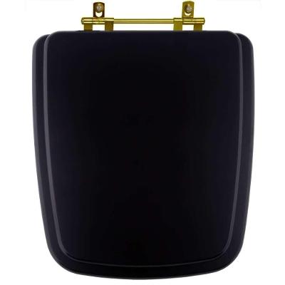 Assento Sanitário Poliéster Boss Matte Black Para Bacia Incepa Com Ferragem Dourada