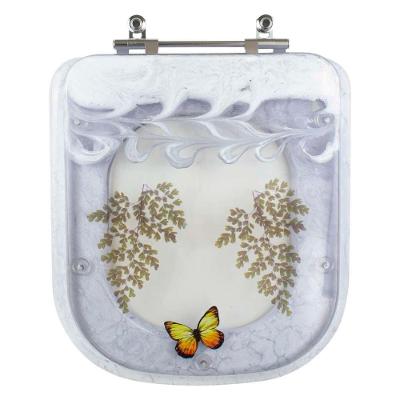 Tampa De Vaso Poliéster Decorada Borboleta Gap Branco Para Louça Roca
