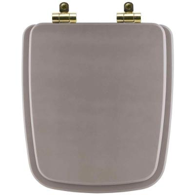 Assento Sanitário Poliéster Soft Close Boss Stone (cinza Fosco) Para Vaso Incepa Com Ferragem Dourada
