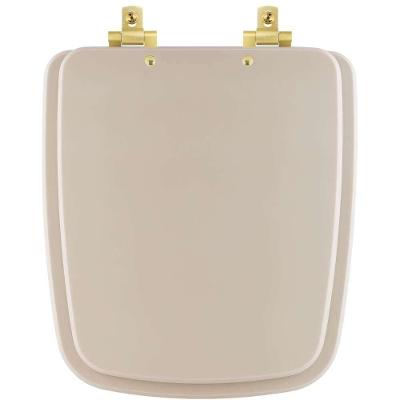 Tampa De Vaso Mdf Com Amortecedor Boss Beige (bege Fosco) Para Bacia Incepa Com Ferragem Dourada