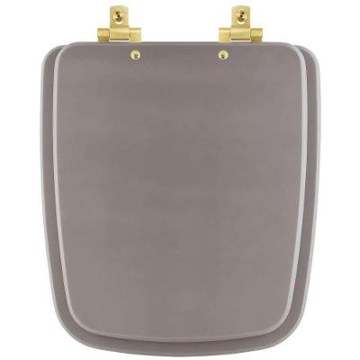 Assento Sanitário Mdf Soft Close Boss Stone (cinza Fosco) Para Vaso Incepa Com Ferragem Dourada