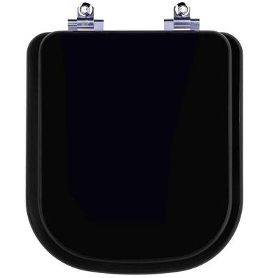 Assento Sanitário Laqueado Soft Close Quadra Preto Para Vaso Deca