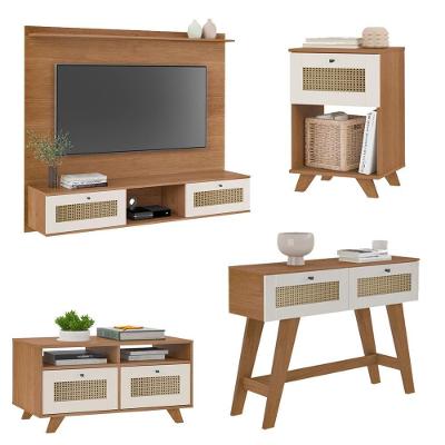Painel 72 Polegadas Aparador 2 Mesas Tr4 Cinamomo Off White Arly