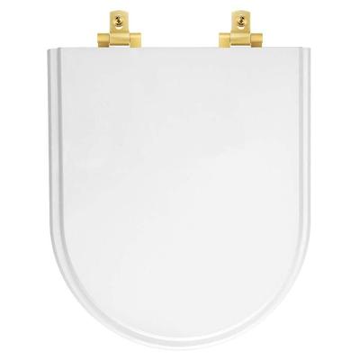 Tampa De Vaso Laqueado Com Fechamento Lento Level Branco Para Louça Deca Com Ferragem Dourada