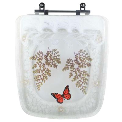 Tampa De Vaso Poliéster Decorada Borboleta Boss Branco Para Louça Incepa