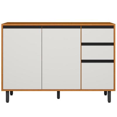 Balcão Com Tampo 3 Portas 2 Gavetas 120 Cm 12640 Raven Freijo Off White Pln