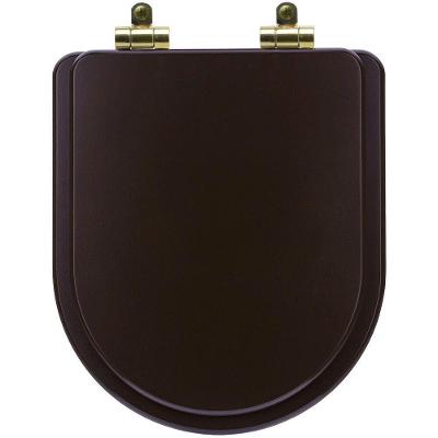 Assento Sanitário Poliéster Soft Close Level Marrom Fosco Para Vaso Deca Com Ferragem Dourada